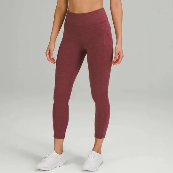 LIke New Lululemon Invigorate HR Leggings Heather Mulled Wine Sz 20 - Picture 2 of 10